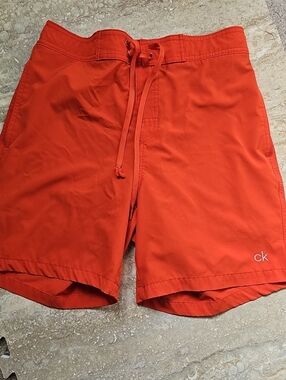 Calvin Klein Bright Orange Drawstring Swim Shorts